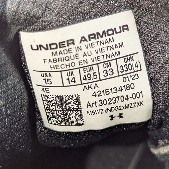 Mens Sz 15 Under Armour Charged Commit Training Running Shoes - Picture 5 of 7